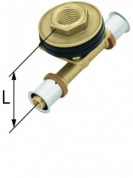 Тройник латунный проходной для каркасных перегородок с РВ KAN-THERM Press  20/16 Rp1/2" L=62мм